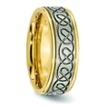 thumbnail image 4 of Titanium Scroll Design Yellow IP-plated Grooved Edge Brushed/Polished Band, 4 of 9