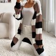 thumbnail image 5 of Cardigan Sweaters for Women Trendy Fall Fashion 2025 Cardigans Ndbuld Women's New Fashion Casual Fall/Winter Mid Length Knitted Stripe Sweater Cardigan Coat Great Gifts for Less Brown L, 5 of 5