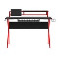 thumbnail image 3 of The Urban Port 54-Inch Rectangular Gaming Desk with 2 Shelves and K Shape Leg Support, Black and Red, 3 of 5