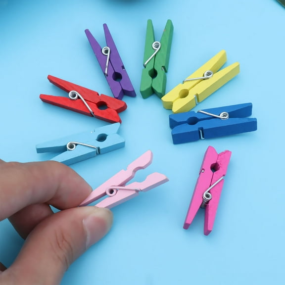 Toyvian 30 Pcs Assorted Color Plastic Clips for Hanging Mini Clothes Pins Decoration