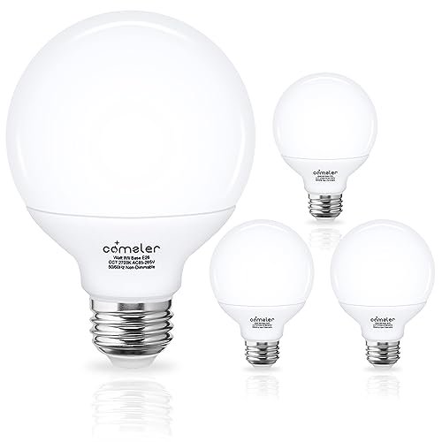 comzler LED Vanity Light Bulb, G25 Globe Light Bulbs 80W Equivalent, 2700K Soft White 900LM, Bathroom Vanity Bulbs, E26 Base Makeup Mirror Lights for Bedroom, Non-Dimmable, Pack of 4