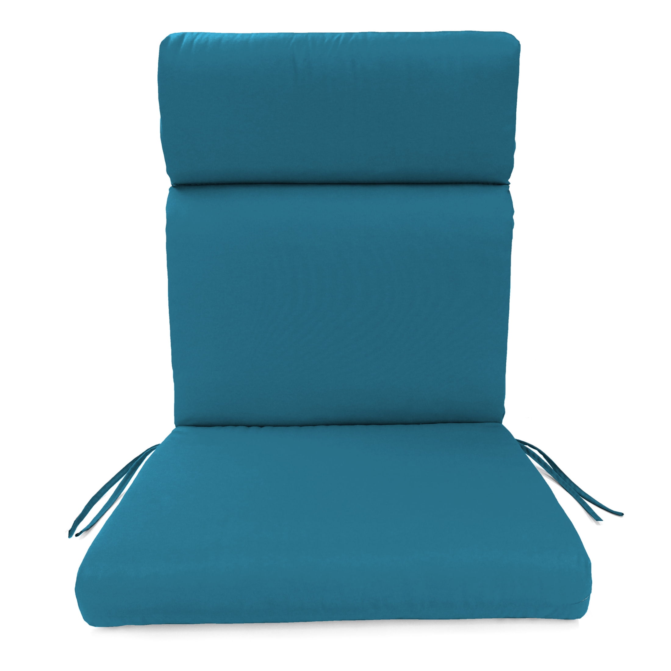 Jordan Manufacturing 44" x 22" Fresco Peacock Teal Solid Rectangular Outdoor Chair Cushion with Ties and Hanger Loop