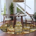 thumbnail image 4 of Round Rugs 5 Ft, Sunflowers Non Slip Area Rugs for Kitchen Bedroom Entryway, Farmhouse Vintage Western Texas Star Plaid Washable Carpet Runner Rug Floor Mats for Bedroom Home Decor, 4 of 9