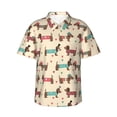 thumbnail image 4 of Wukai Dachshund Dog Puppy Men's Hawaiian Shirt Short Sleeve Casual Button Down Summer Beach Aloha Shirt Tropical Print Holiday Party, 4 of 8