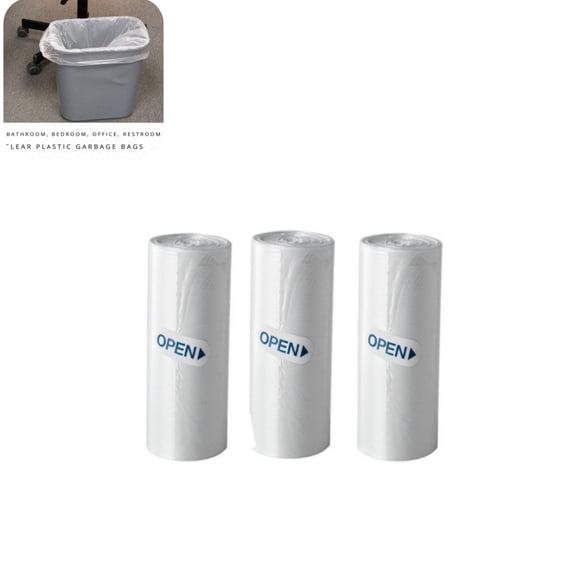 Small Clear Plastic Trash Bags On Roll, Disposable Light Duty Garbage Bags for Bathroom Office Kitchen Waste Storage white