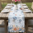 thumbnail image 4 of Jellyfish Coastal Table Runner 70 Inches, Summer Beach Coral Starfish Blue Ombre Bed Runner Dresser Scarves Tabletop for Indoor Outdoor Parties/Ceremony/Banquet, 13" x 70", 4 of 9