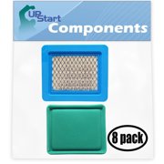 8-Pack Replacement for Briggs & Stratton 12C700 Series Engine Air Filter & Pre-Cleaner - Compatible with Briggs & Stratton 491588S Filter & 493537S Pre-Filter