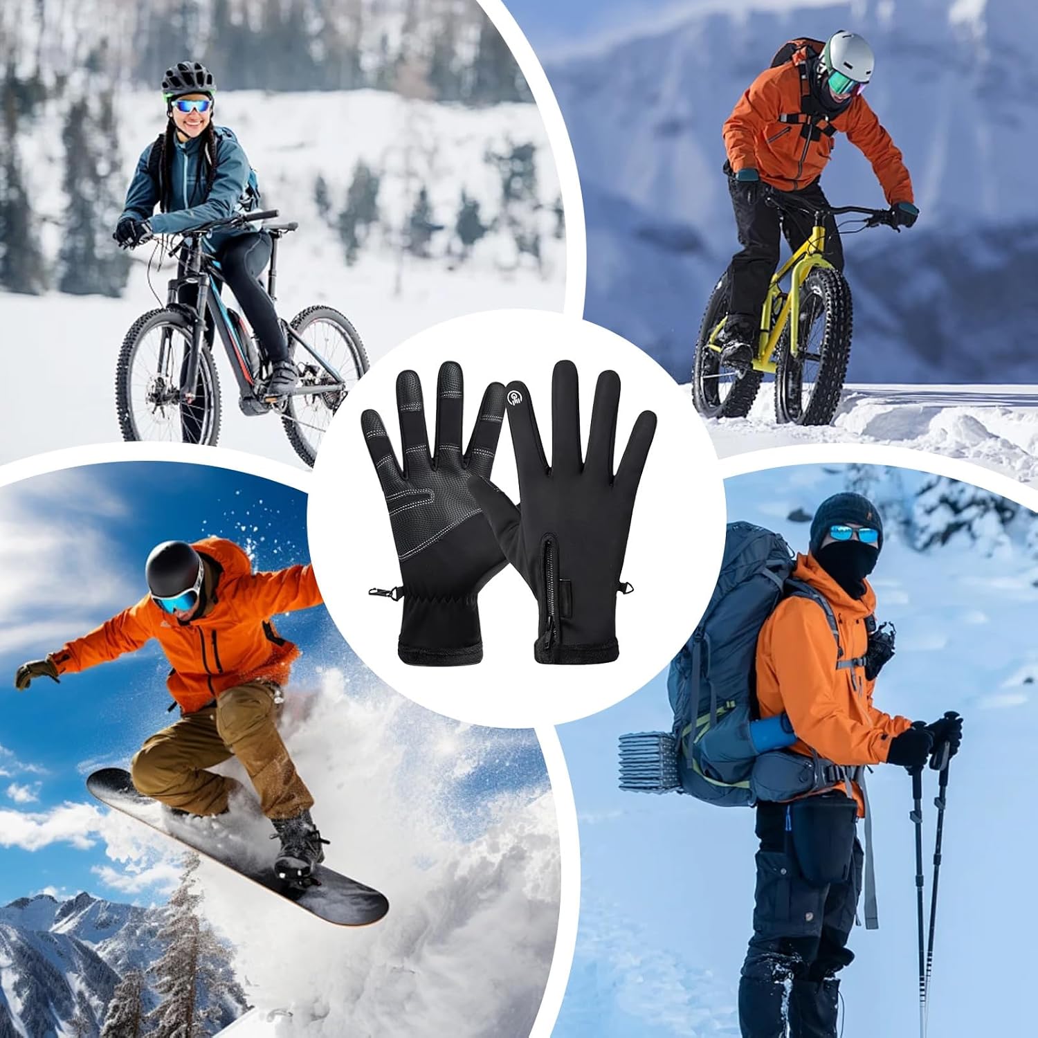 Heated Glove with 3 Heat Settings, Rechargeable Heated Gloves, Winter Gloves for Men and Women, Windproof Anti-Slip Gloves, Full Finger Gloves for Running,Driving,Hiking,and Skiing(Batteries not incl