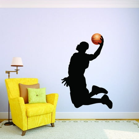 Custom Wall Decal Basketball Player Slam Dunk Buzzer Beater Vinyl Wall Decal - 10x20 (Lakers Best Buzzer Beaters)
