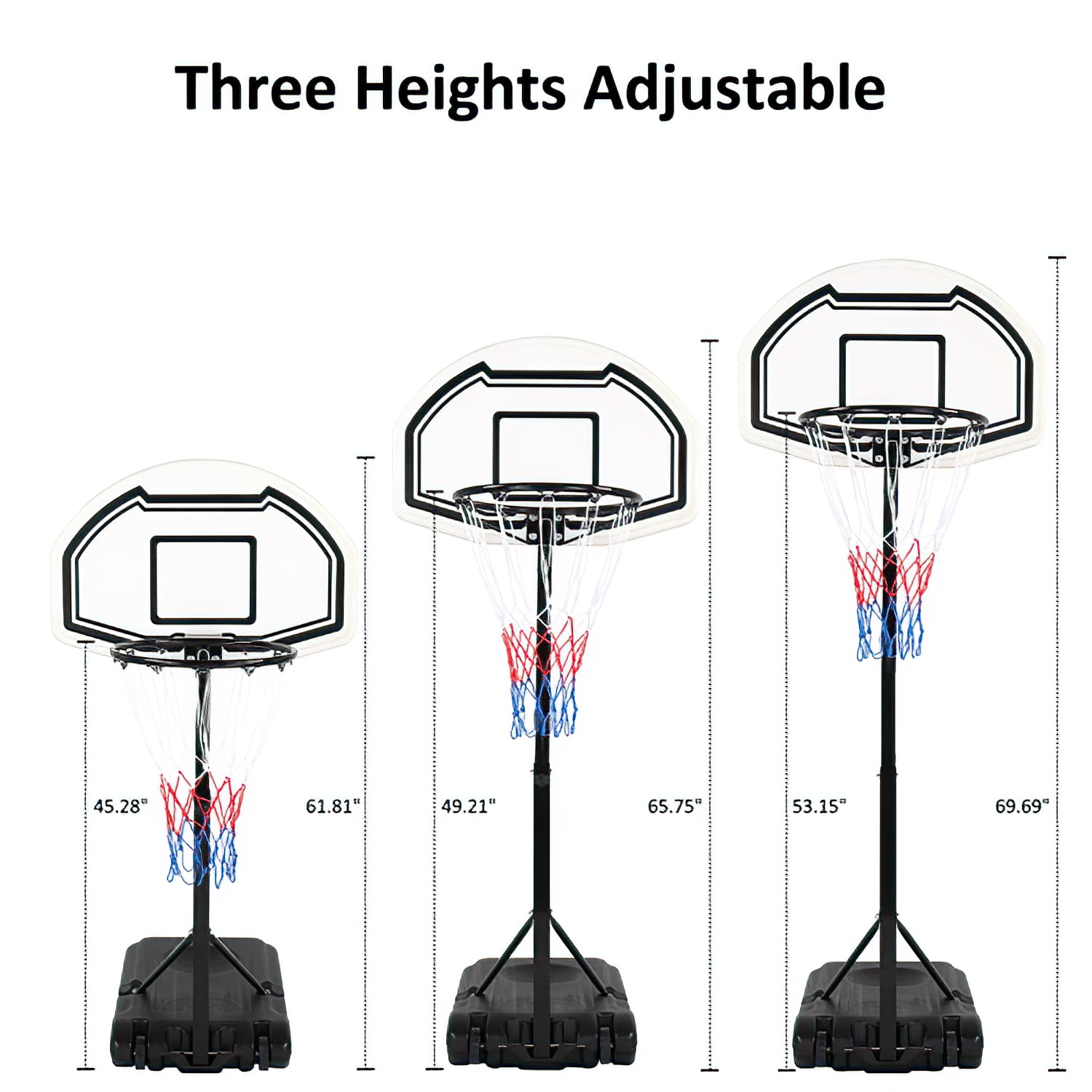 Kadyn 28" x 19" Backboard Adjustable Pool Basketball Hoop, Removable Youth Basketball Stand W/Wheels, White & Black Kadyn 28" x 19" Backboard Adjustable Pool Basketball Hoop, Removable Youth Basketball Stand W/Wheels, White & Black