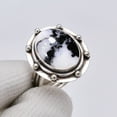 thumbnail image 2 of White Buffalo Turquoise - Nevada 925 Sterling Silver Ring V12049, White Buffalo Turquoise Ring, Gemstone Ring, Handmade Ring, Black & White Ring, Oval, 2 of 4