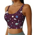thumbnail image 2 of Fotbe Space Dinosaur Pattern Womens' Sports Bra Longline Wirefree Padded with Medium Support Sports Moisture-Wicking Workou Vest,Tank Top-Medium, 2 of 9