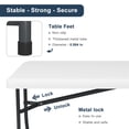 thumbnail image 2 of Aimee Lii 6ft Folding Table, Indoor Outdoor Portable Dining Table with Handle and Lock, Outdoor Furniture for Picnic, Party, Camping, White, 2 of 13