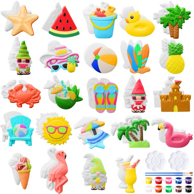 Kit de pintura cerámica WinnerWhy, 24 unidades, figuritas de yeso hechas a mano para el verano