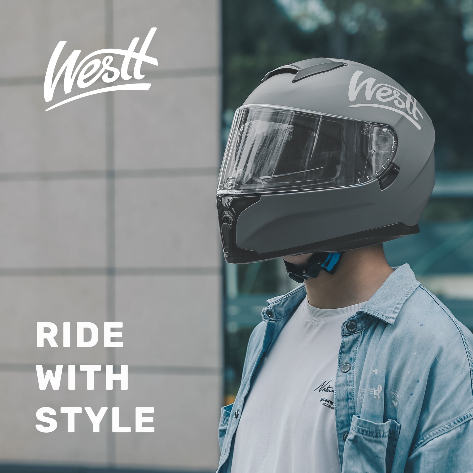Westt Full Face Helmet - Motorcyle Helmet with Dual Visor DOT Approved - Grey S
