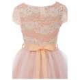 thumbnail image 4 of Little Girl Cap Sleeve Lace Pearl Tulle Graduation Wedding Flower Girl Dress USA Blush 4 JKS 2133P BNY Corner, 4 of 5