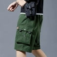 thumbnail image 5 of Men's Camouflage Casual Cargo Shorts, Loose-Fit Knee-Length Outdoor Shorts with Lace-Up Detail & Multi-Pocket Design ,Dark Green 3XL, 5 of 5