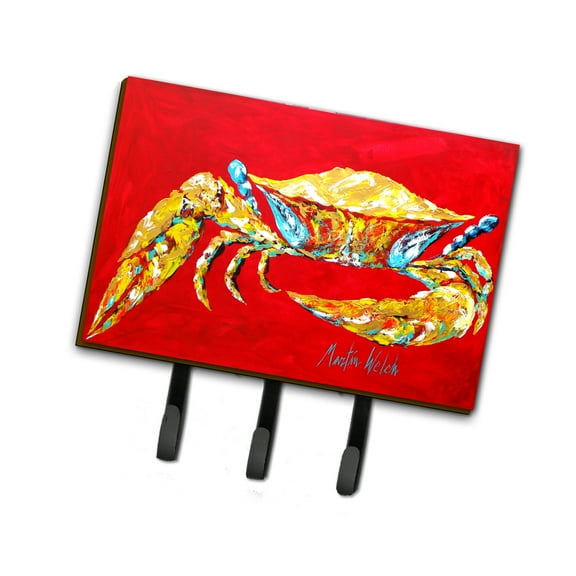 Carolines Treasures MW1116TH68 Crab Blue on Red Sr Leash or Key Holder Triple multicolor