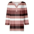 thumbnail image 5 of Tnhcen Women's Fall Striped Henley Button-Down 3/4 Sleeve Casual Basic Shirts - Plus Size Friendly Essential Tops S-3XL, 5 of 5