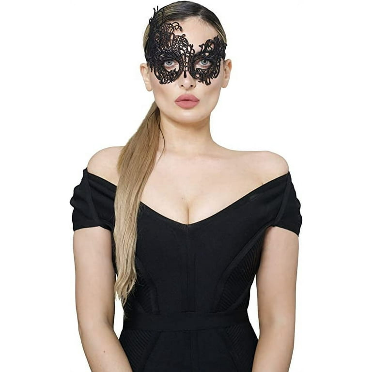 Luxury Mask Womens Stunning Masquerade Lace Mask Lace Headpiece for Adult Disguise for Costume Party, Cosplay & More