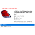 thumbnail image 2 of Left Driver Side Tail Light Assembly - Compatible with 2007 - 2009 Saturn Aura 2008, 2 of 2