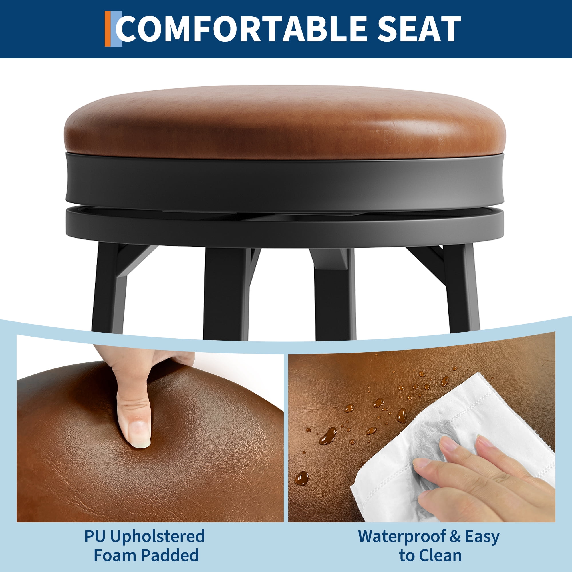 30" Swivel Bar Stools Set of 2/4 with Footrest – Modern Counter Height Stools for Kitchen Island, Bar, or Dining