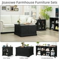 thumbnail image 6 of Farmhouse Coffee Table with Hidden Storage & Hinged Lift Top, Rustic Black Wood Square Center Table, Modern Living Room Furniture with Arc Base, 6 of 6