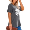 thumbnail image 2 of Anbech St. Patrick's Day Plus Size Shamrock T-Shirts for Women Graphic White Clover Print Short Sleeves T-Shirt with Round Neck, 2 of 4