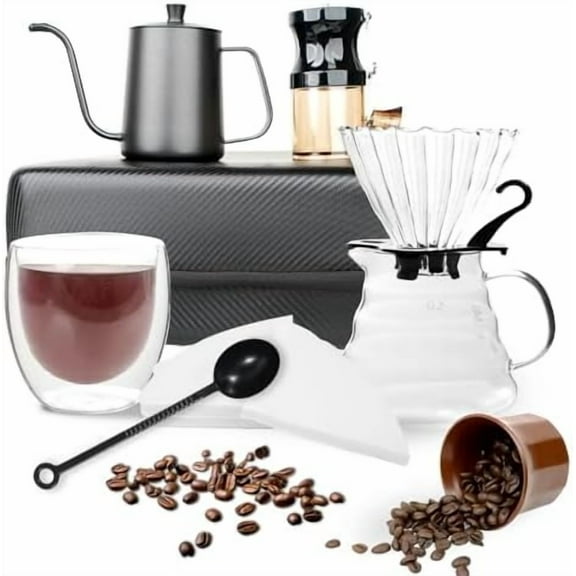 Pour Over Coffee Maker Set, All in One Portable Coffee Maker, Ideal for Home Brewing and Travel, Coffee Lover Gift