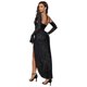 thumbnail image 2 of Sparkling Halter Flounce Sleeves Ruched Sheer Mesh Maxi Dress, 2 of 5