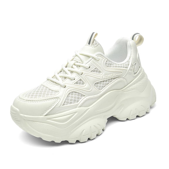 Women's Chunky Platform Sneakers, Breathable Mesh Casual Dad Shoes, Non-slip Thick Sole Walking Shoes for Daily Wear