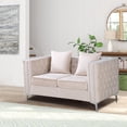 thumbnail image 5 of Hybition Velvet Sofa Modern Loveseat with Button-Tufted & Metal Legs Beige, 5 of 8