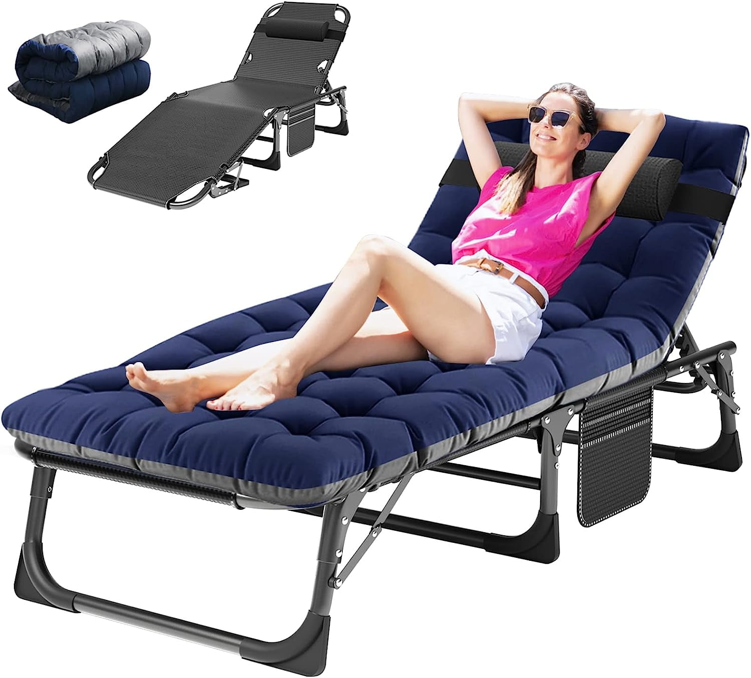Slsy Folding Lounge Chair, 5Position Adjustable Outdoor Reclining