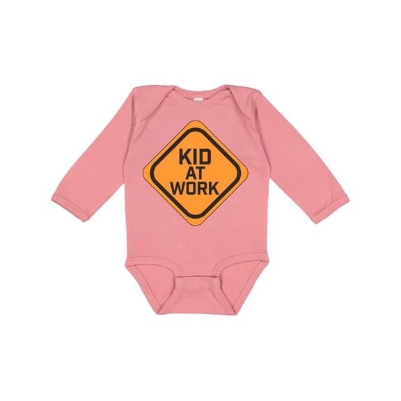 Inktastic Kid at Work construction sign Boys or Girls Long Sleeve Baby Bodysuit