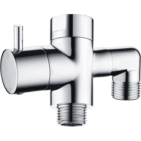 BRIGHT SHOWERS Brass Shower Arm Diverter Valve for Hand held Showerhead and Fixed Spray Head, 3-Way Shower Head Diverter Valve, Chrome
