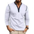 thumbnail image 1 of Blusas y camisas de manga larga con cuello redondo para hombre, estilo casual, a la moda, de color liso, transpirables, de manga larga, con cuello redondo y bolsillos con botones, blusa de poliéster p, 1 of 9