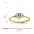 thumbnail image 3 of Solid 14k Yellow Gold Blue Topaz Birthstone Heart Engagement Ring Size 8, 3 of 6