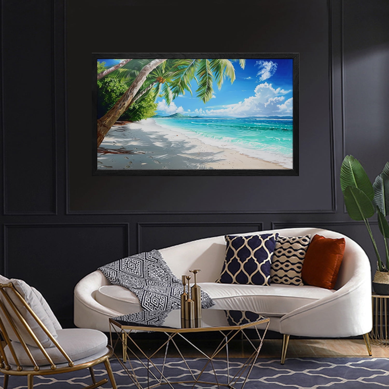 Ocean Wall Art Beach Wall Art Beach And Bush Canvas art Framed wall art Painting For Livingroom Decor Office Bedroom Decoration