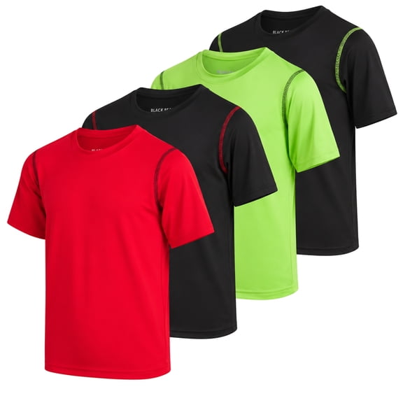 Black Bear Boys’ Athletic T-Shirt – 4 Pack Active Performance Dry-Fit Sports Tee (Sizes: 4-18)