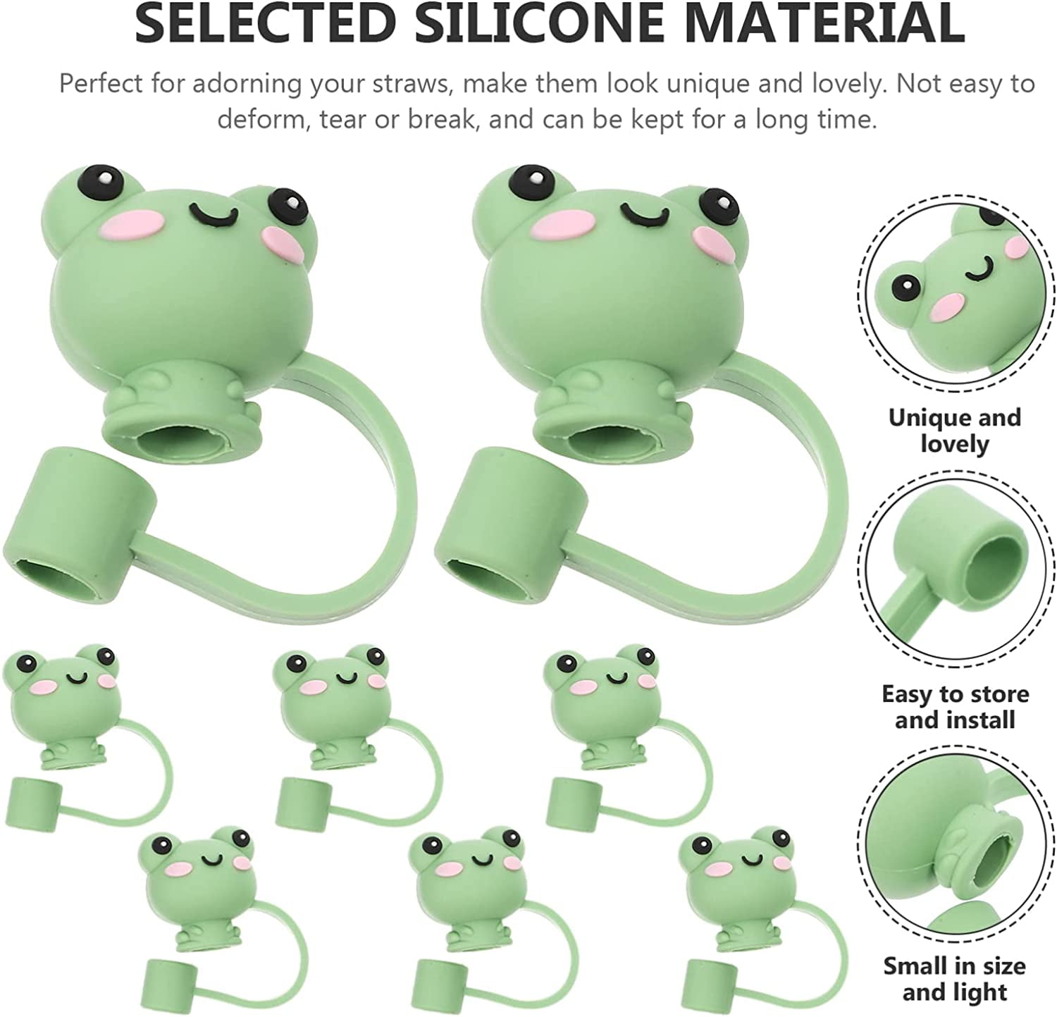 2pcs Cartoon Frog Decor Straw Cap