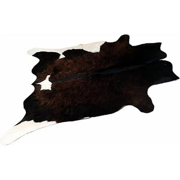 Versatile Brown and White Cowskin Rug - Small Size Hair-On Cowhide Rug for Elegant Home Interiors, Ideal for Living Rooms or Bedrooms