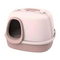thumbnail image 4 of Bandeja de gato de gato encerrada Bandeja para gatos innovador anti -salpicaduras innovadoras para animales pequeños bandeja de arena para mascotas rosa, 4 of 8