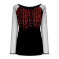 thumbnail image 4 of Puntoco Mujeres Casual Gradiente Impreso Encaje Empalme Manga Larga Jersey Blusa Camiseta tops Puntoco Puntoco-7276, 4 of 5