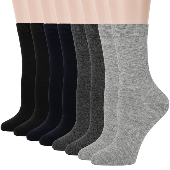 Loritta Women Crew Socks, Soft Cotton Dress Socks Pack Athletic Socks for Women, Size 9-11, 8 Pairs