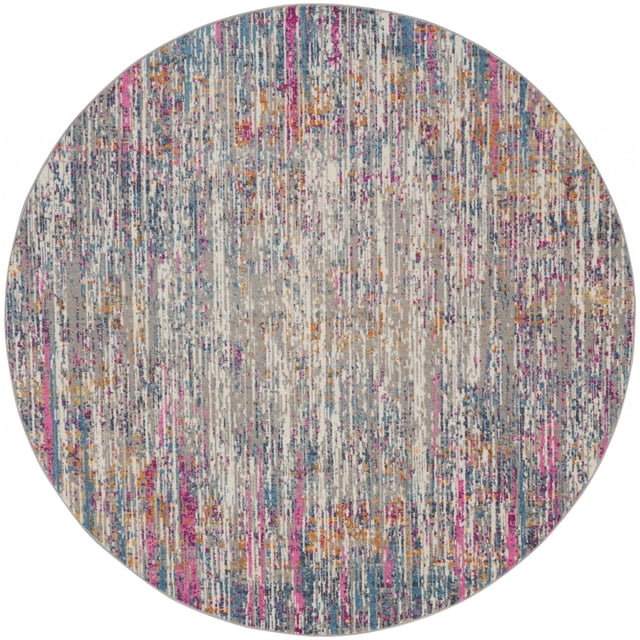 homeroots Décoration Intérieure 385356 Tapis Rond 8 Pieds Ivoire Abstrait Stries
