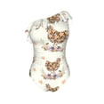 thumbnail image 4 of Yiaed Flower Chicken Print Women One Piece Swimsuits Tummy Control One Shoulder Bathing Suits Pattern Ruffle Swimwear-X-Large, 4 of 8