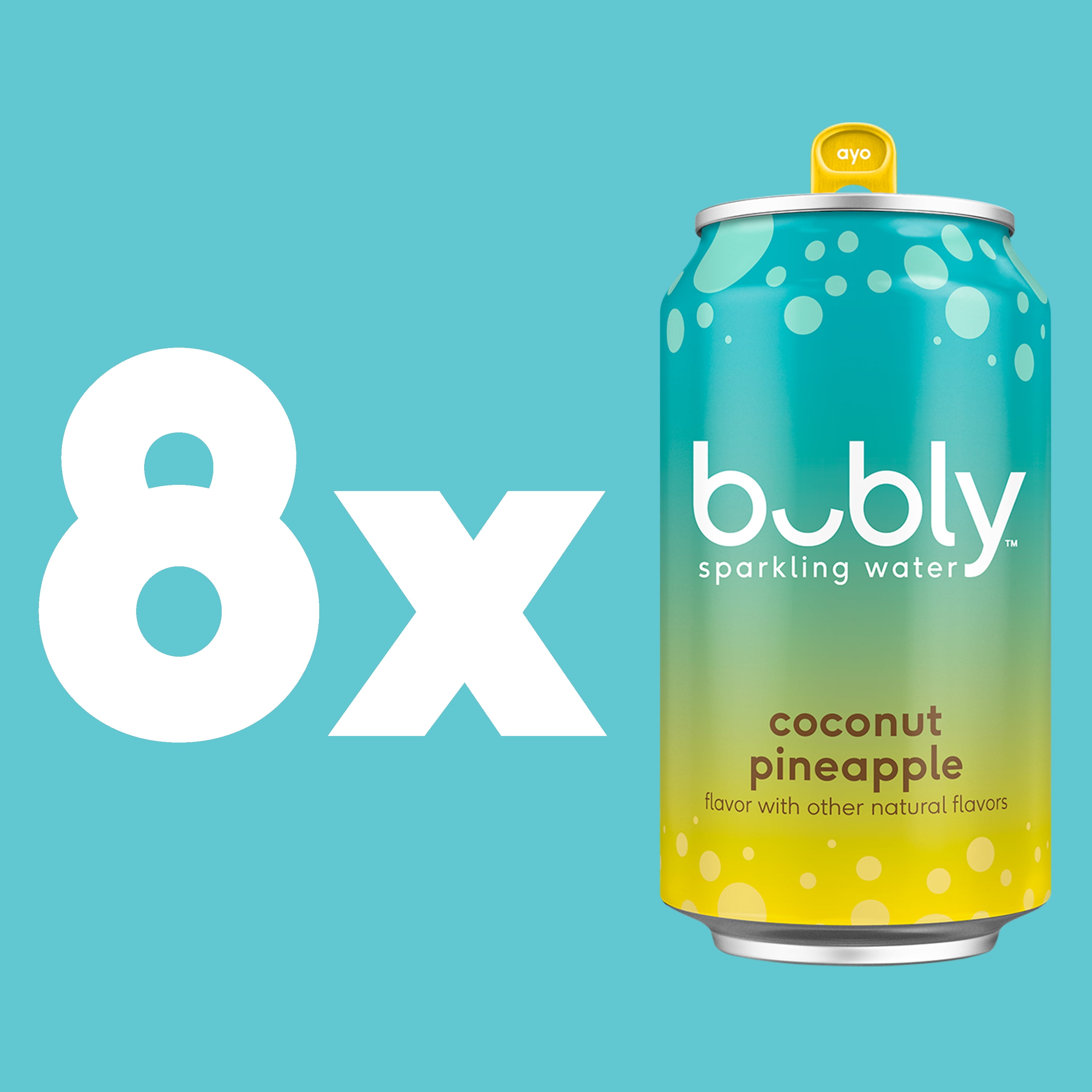 (3 pack) bubly Summer Coconut Pineapple Sparkling Water, 12 fl oz, 8 Pack Cans
