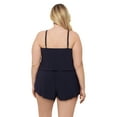 thumbnail image 3 of Aqua Green, Women's Plus Size Keyhole Blouson Romper, True Navy Blue, 2X, 3 of 4