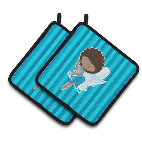 Caroline's Treasures Fairy Blue Stripes Pair of Pot Holders