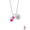thumbnail image 2 of Delight Jewelry Silvertone Pink Camera Silvertone Script Initial Disc - E - Charm Necklace, 20"+3", 2 of 4